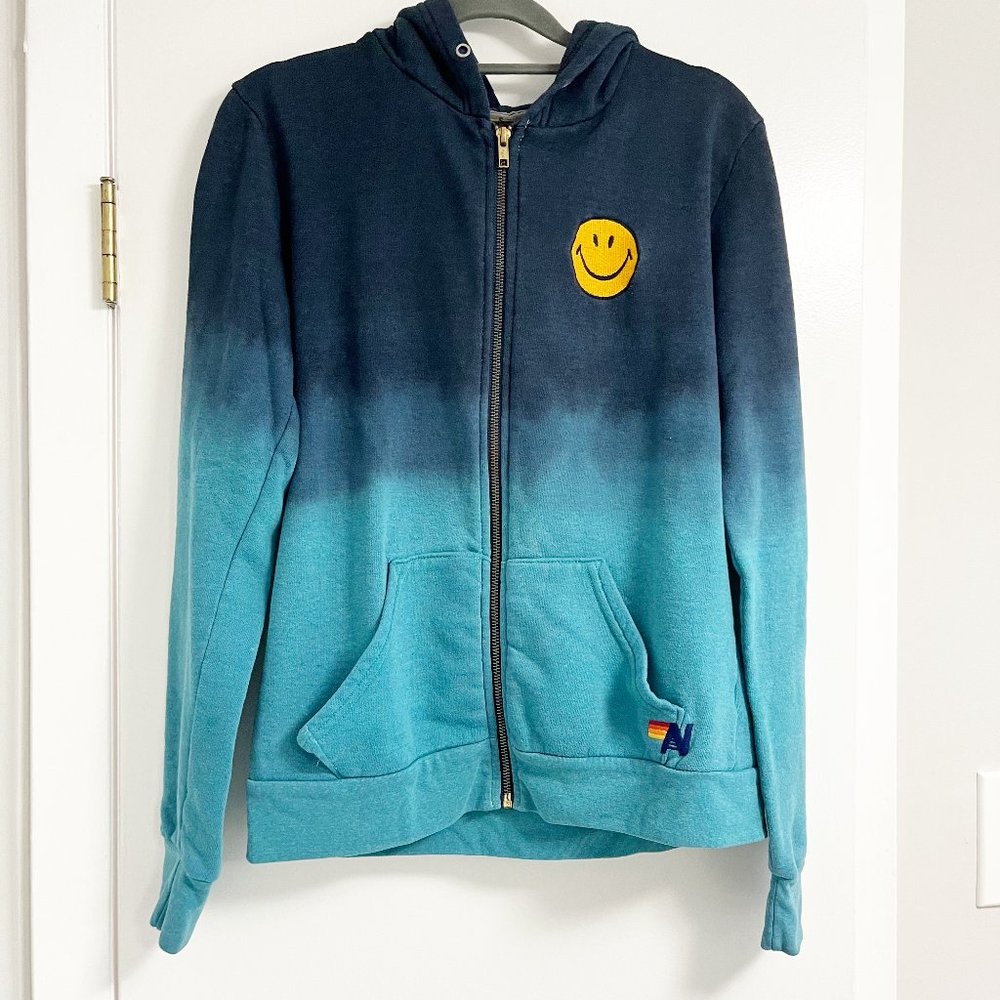 Aviator Nation Women Smiley Face Zip Up Sweatshirt